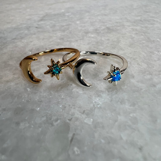 Star & Moon Ring