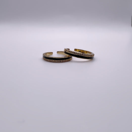 Double CZ Black Stripe Ring